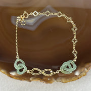 Natural Type A Blueish Green Jadeite Multi-Heart Bracelet | Adjustable 14-17cm Gold-Toned Elegant Fine Layering Chain (4.77g,  10.8x10.4x2.4mm 4 Pieces) - Huangs Jadeite and Jewelry Pte Ltd