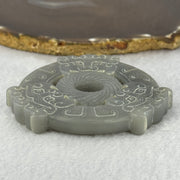 Rare Natural Greyish Lavender Nephrite 3 Mystical Beasts Double Ping An Kou Donut Ornament for Protection and Prosperity 108.05g 80.3 by 73.8 by 10.9mm - Huangs Jadeite and Jewelry Pte Ltd