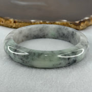 Type A Faint Green and Black Piao Hua Jadeite Bangle Internal Diameter 57.2mm 65.08g 13.4 by 8.7mm (Very Slight Internal Lines) - Huangs Jadeite and Jewelry Pte Ltd