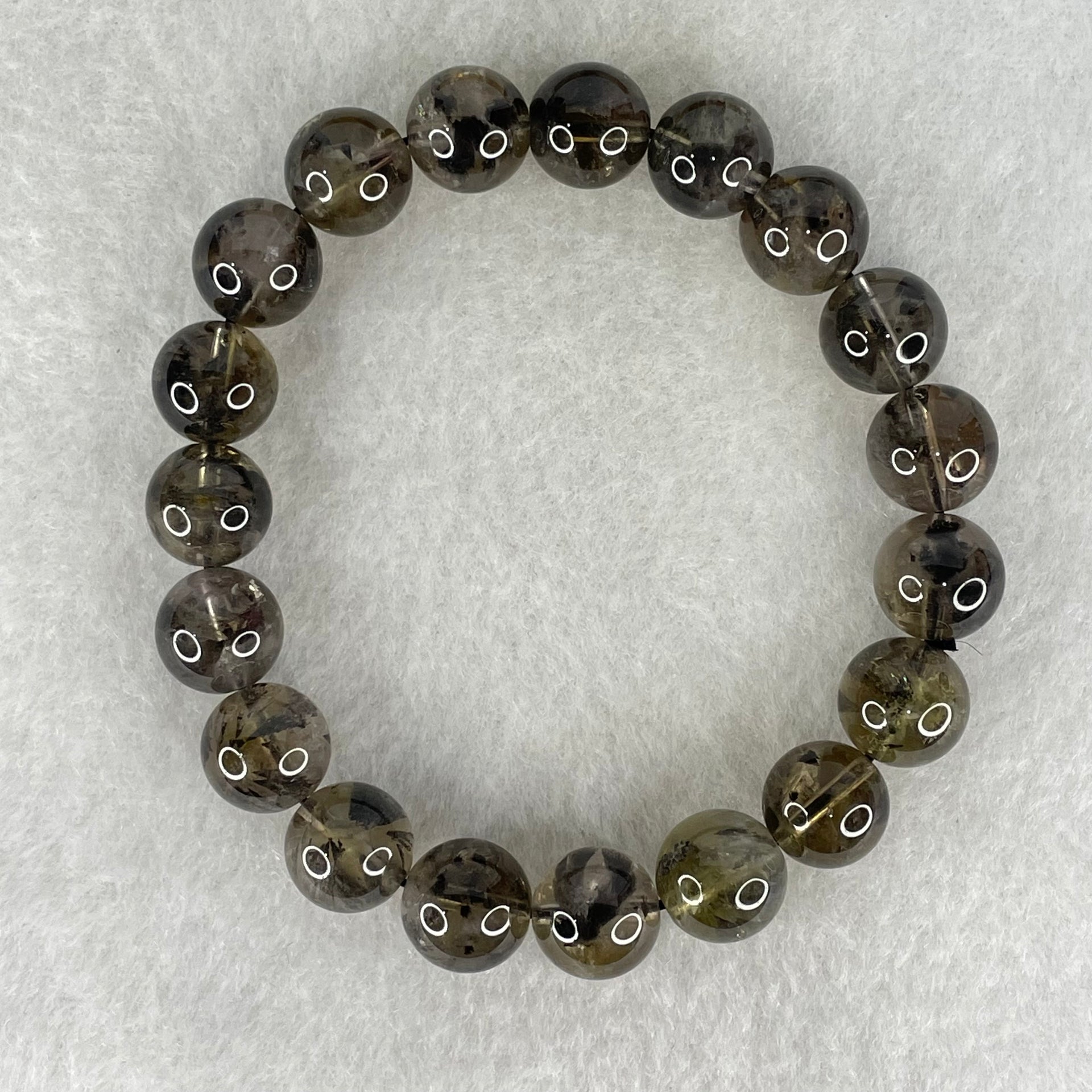 Natural Black Auralite Quartz Beads Bracelet 31.94g 17cm 10.9mm 19 Beads - Huangs Jadeite and Jewelry Pte Ltd