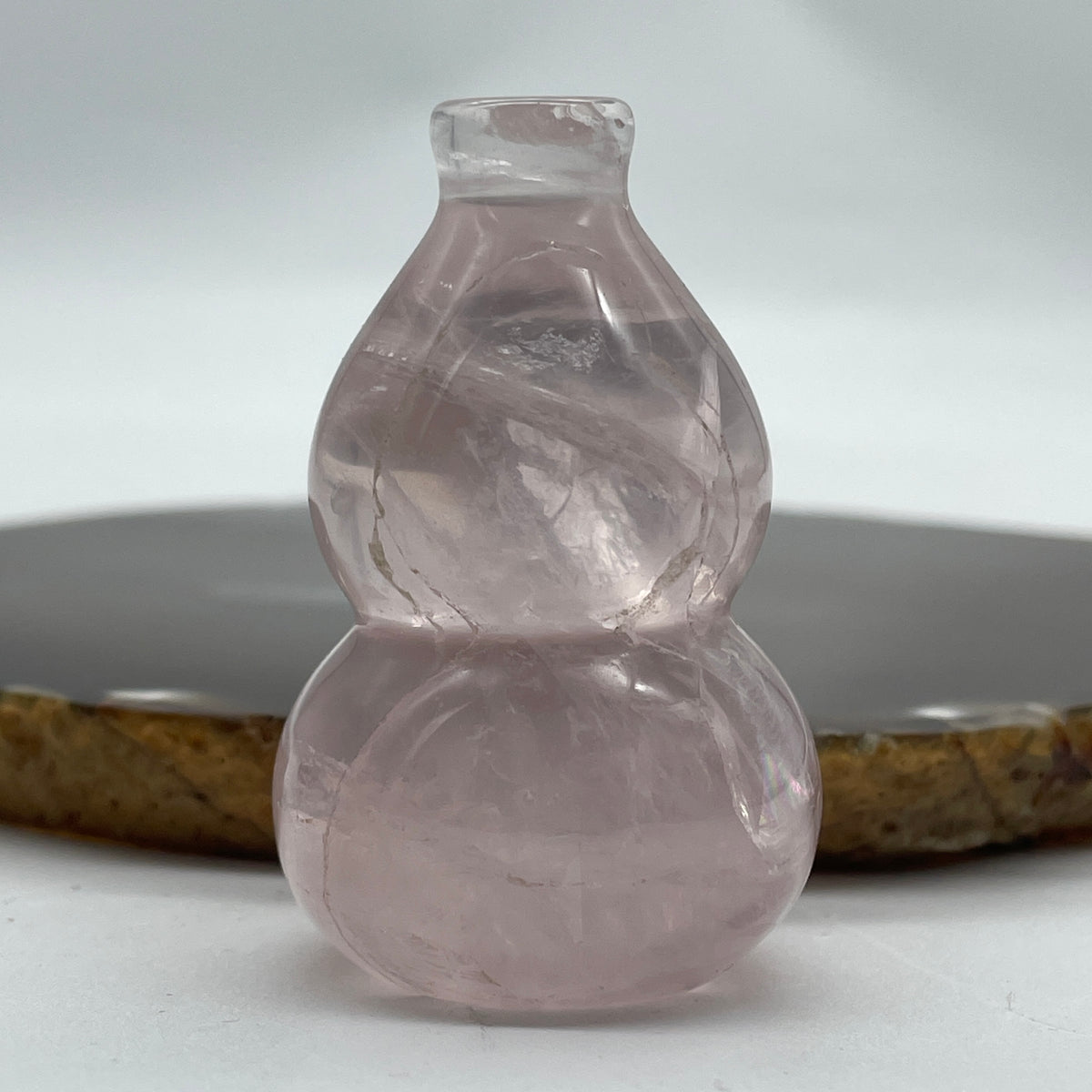 Good Grade Natural Rose Quartz Hulu Display | (79.64g | 34.8 x 54.6mm | Catalyst, "Stone of Unconditional Love" Harmony & Health Magnet, Feng Shui Prosperity & Longevity Symbol)