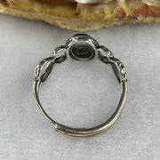 Natural Greyish Black Obsidian Ring in S925 Sliver 1.94g 7.1 by 5.0 by 2.5mm (Adjustable Size) - Huangs Jadeite and Jewelry Pte Ltd