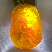 Natural Brownish Red Chalcedony Dragon Pendant 27.687g 54.1 by 38.5 by 9.1mm in Crystal Necklace 65cm - Huangs Jadeite and Jewelry Pte Ltd