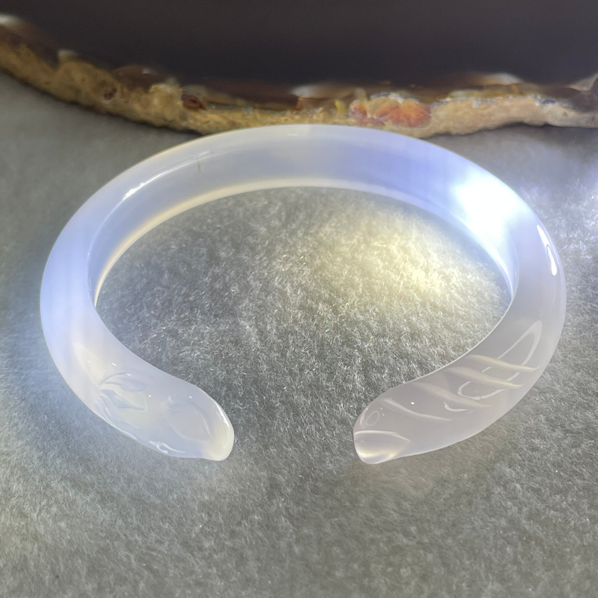 Natural Pinky Agate Fox Bange Internal Dimeter 57.3mm 26.43g 10.2 by 7.6mm - Huangs Jadeite and Jewelry Pte Ltd