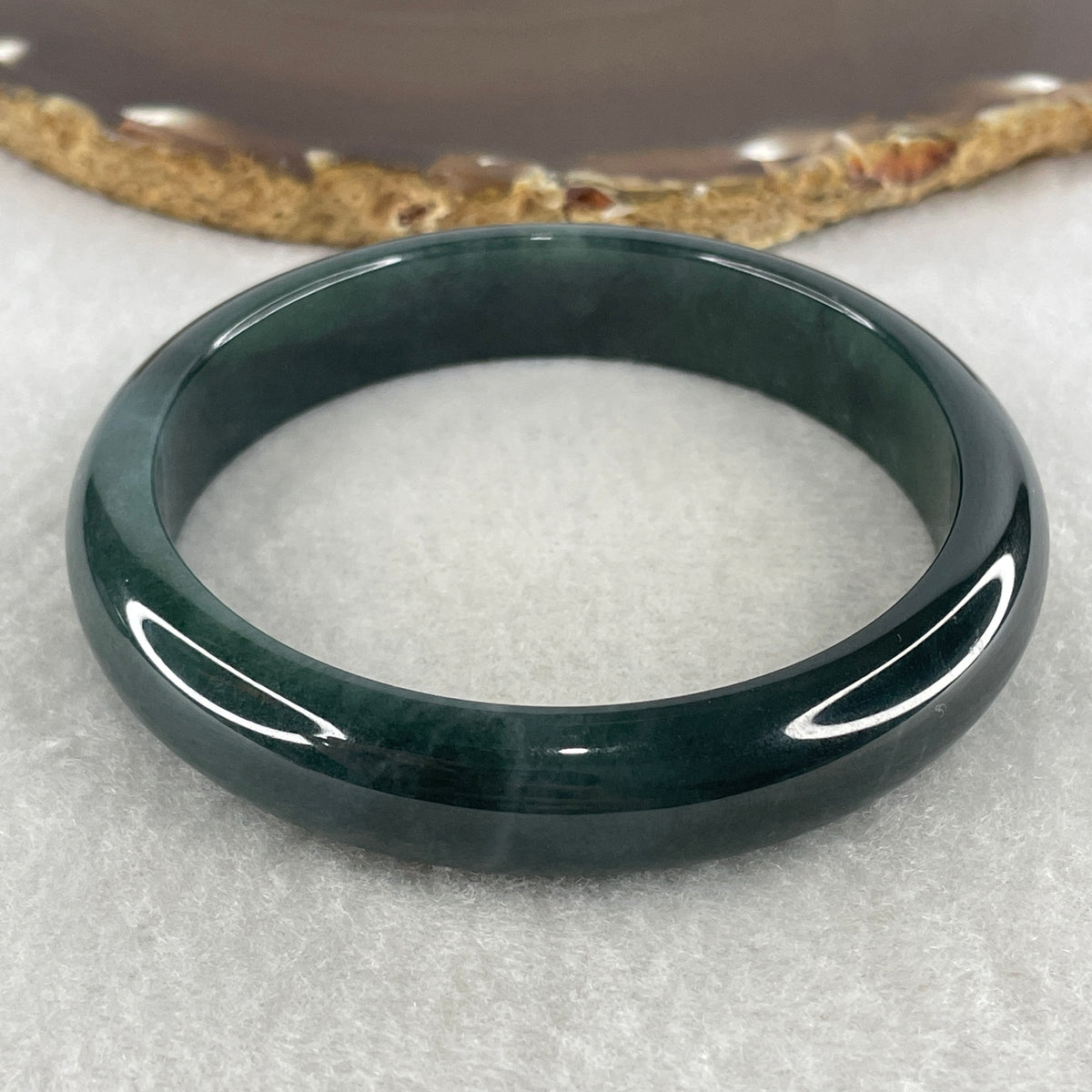 Certified Natural Type A Dark Blueish Green Jadeite Bangle | 61.1mm Inner Diameter (56.03g 12.9x7.4mm | Perfect | Emotional Wisdom, Abundance & Sovereign Energy Shield) - Huangs Jadeite and Jewelry Pte Ltd