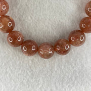 Average Grade Natural Red Sunstone Beads Bracelet 33.85g 16cm 11.2mm 18 Beads - Huangs Jadeite and Jewelry Pte Ltd