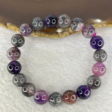 Natural Super 7 Crystal Bracelet 超七手链 31.05g 10.6 mm 19 Beads - Huangs Jadeite and Jewelry Pte Ltd