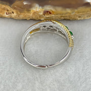 Type A Green Cabochon Jadeite in S925 Sliver Ring (Adjustable Size) 2.82g 2.7 by 1.5mm 5pcs - Huangs Jadeite and Jewelry Pte Ltd