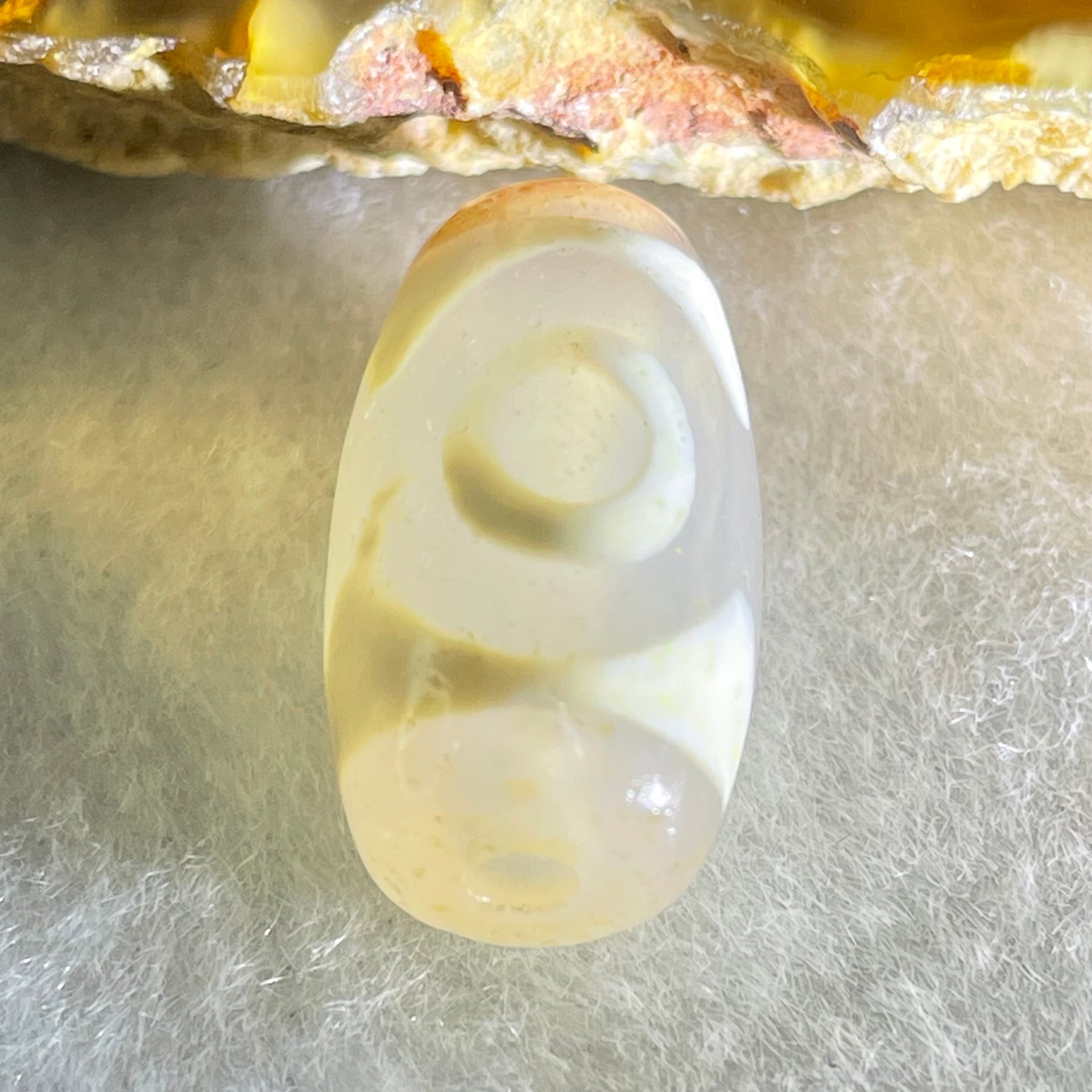 Natural Powerful Tibetan Old Oily Agate 3 Eyes Dzi Bead Heavenly Master (Tian Zhu) 三眼天诛 3.10g 19.4 by 10.4mm - Huangs Jadeite and Jewelry Pte Ltd