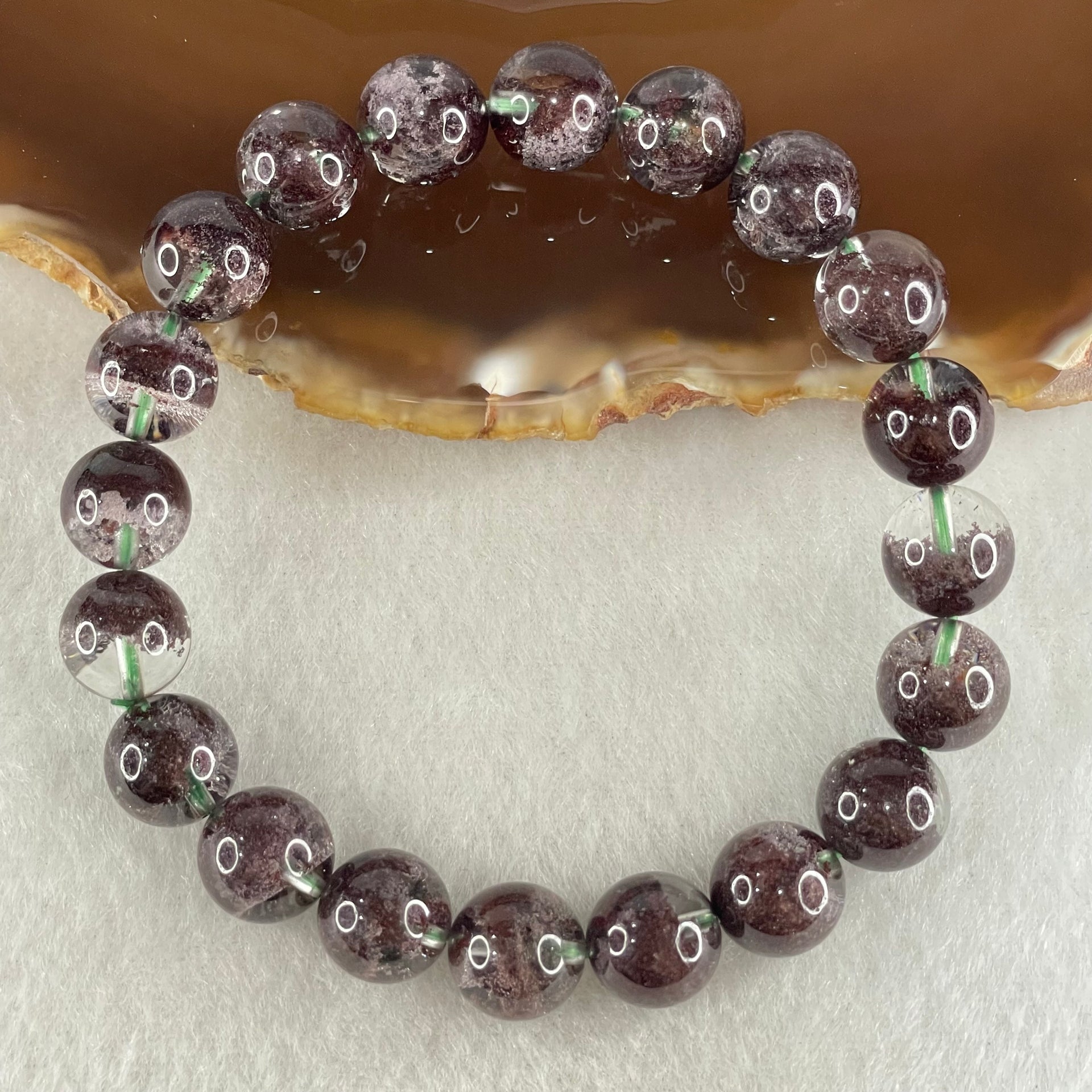 Good Grade Natural Red Phantom Quartz Beads Bracelet 29.27g 17cm 10.4mm 20 Beads - Huangs Jadeite and Jewelry Pte Ltd