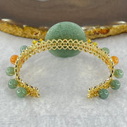Type A Blueish Green Jadeite Floral Ping An Kou and Beads 18.64g 27.9 by 3.9mm 6.0mm 10 Beads - Huangs Jadeite and Jewelry Pte Ltd