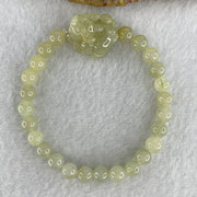 Special Edition Natural Type A Light Green with Yellow Jadeite Male Pixiu 20.9 by 17.7 by 13.0mm with Jadeite Beads Bracelet 22.18g 16cm 7.0mm 25 Beads - Huangs Jadeite and Jewelry Pte Ltd