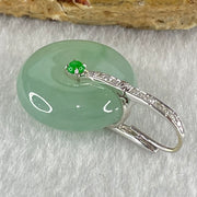 Type A Blueish Green Jadeite Ping An Kou Donut in 18K White Gold AU750 Clasps 4.91g 17.3 by 6.3mm - Huangs Jadeite and Jewelry Pte Ltd