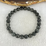 Good Grade Natural Grey Rabbit Hair Rutilated Quartz Beads Bracelet 12.65g 15.5cm 7.3mm 26 Beads - Huangs Jadeite and Jewelry Pte Ltd
