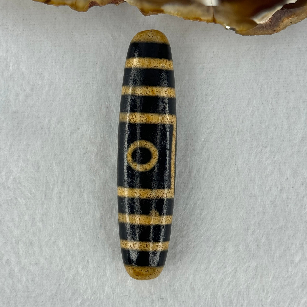 Natural Powerful Tibetan Old Oily Agate 2 Eyes Dzi Bead Heavenly Master (Tian Zhu) 二眼天诛 13.93g 54.8 by 12.9mm - Huangs Jadeite and Jewelry Pte Ltd