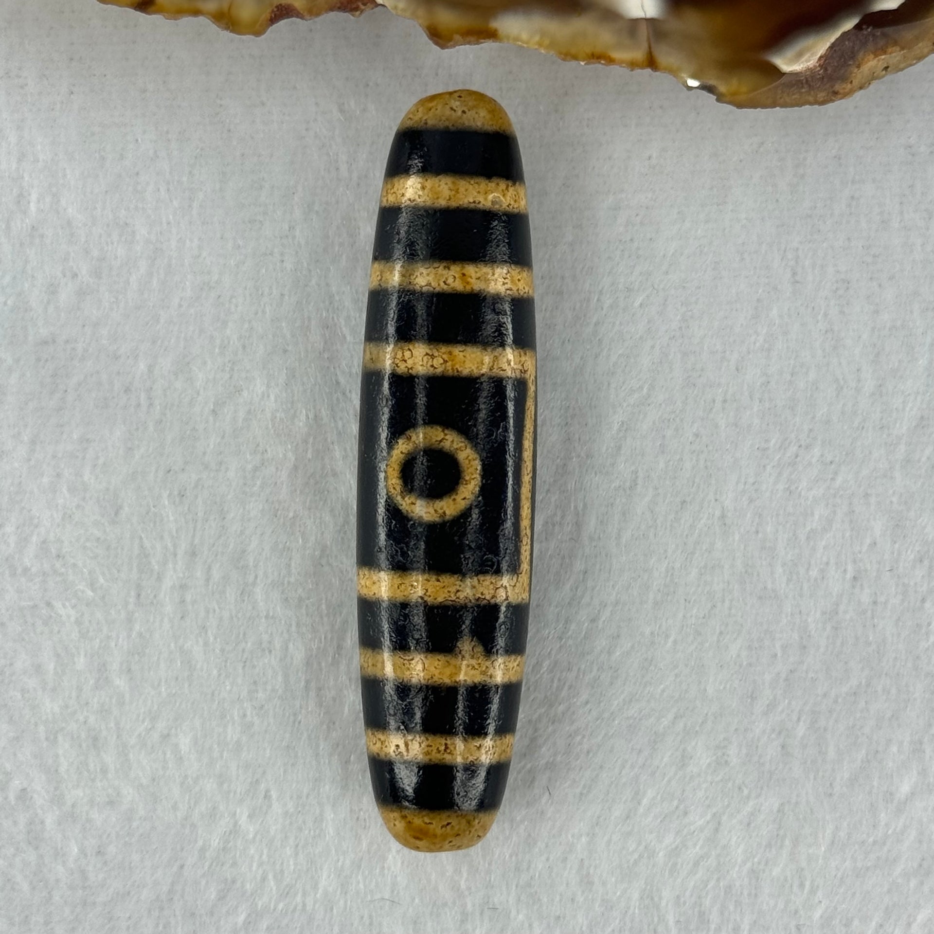 Natural Powerful Tibetan Old Oily Agate 2 Eyes Dzi Bead Heavenly Master (Tian Zhu) 二眼天诛 13.93g 54.8 by 12.9mm - Huangs Jadeite and Jewelry Pte Ltd