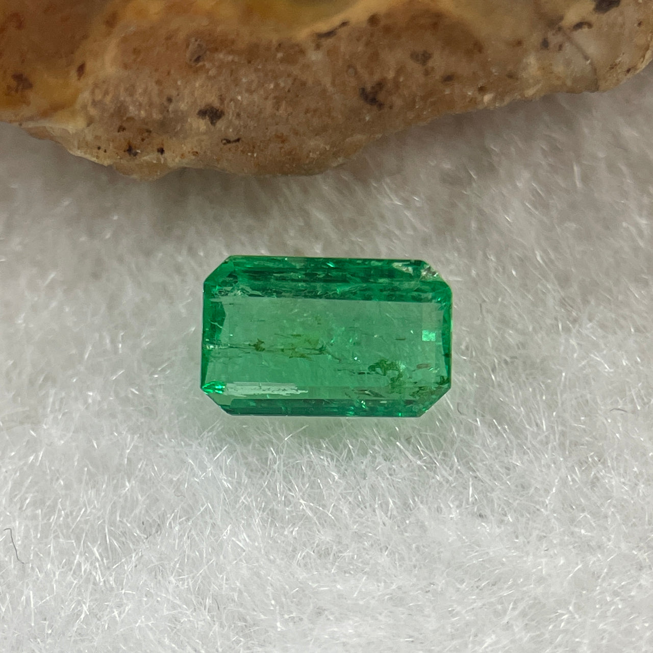 Natural Colombia Vivid Green Emerald (Beryl) Cut-Cornered Rectangular Step cut 0.42ct 6.3 by 3.9 by 1.9mm - Huangs Jadeite and Jewelry Pte Ltd