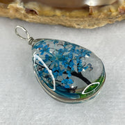 Man Made Bule with Brown Glass Tree Charm 5.11g 24.8 by 18.0 by 9.8mm - Huangs Jadeite and Jewelry Pte Ltd