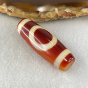 Natural Powerful Tibetan Old Oily Red White Agate One Eye Earth Element Dzi Bead Heavenly Master (Tian Zhu) 一眼土元素天珠 9.85g 37.5 by 13.0mm - Huangs Jadeite and Jewelry Pte Ltd