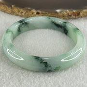 Type A Light Green with Dark Blueish Green Piao Hua Jadeite Bangle 45.99g Internal Diameter 53.1mm 11.7 by 7.8mm (Internal Line) - Huangs Jadeite and Jewelry Pte Ltd