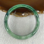 Certified Type A Natural Green with Emerald Green and White Spot Jadeite Bangle 58.20g Inner Diameter 57.9mm 14.8 by 7.7mm (Very Slight Internal Line) - Huangs Jadeite and Jewelry Pte Ltd