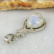 Good Grade Rare Natural Blue Dumortierite Rutilated Quartz in S925 Pendant 2.65g 10.9 by 8.8 by 6.5mm - Huangs Jadeite and Jewelry Pte Ltd