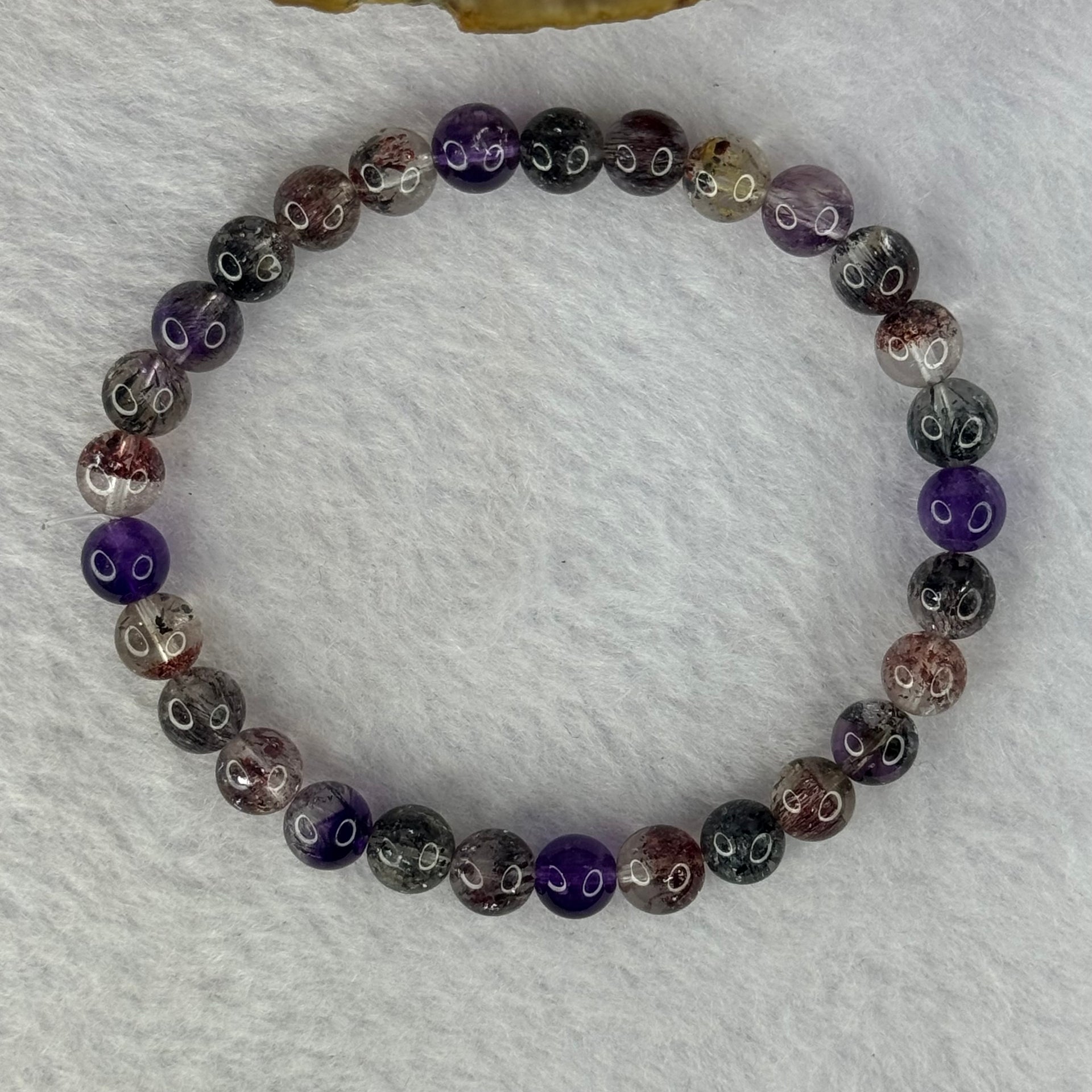 Very Good Grade Natural Transparent Yellow Black Super 7 Beads Bracelet 非常好的等级天然透明深黄黑色超级七珠手链 11.65g 16cm 6.8mm 29 Beads - Huangs Jadeite and Jewelry Pte Ltd