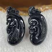 Type A Opaque Black Omphacite Jadeite Dragon 12.51g 42.4 by 20.6 by 8.2mm and Phoenix 13.27g 42.6 by 20.7 by 8.7mm Pair Pendant - Huangs Jadeite and Jewelry Pte Ltd