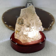 Natural Smoky Quartz Rough Rectangular Shape Display in Wooden Stand 164.95g 76.3 by 55.5 by 86.7mm - Huangs Jadeite and Jewelry Pte Ltd