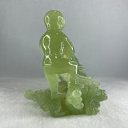 Natural Jelly Green Serpentine Tong Zhi Fishing Carp Fish Display 1,777.5g 285.0 by 150.0 by 160.0mm - Huangs Jadeite and Jewelry Pte Ltd