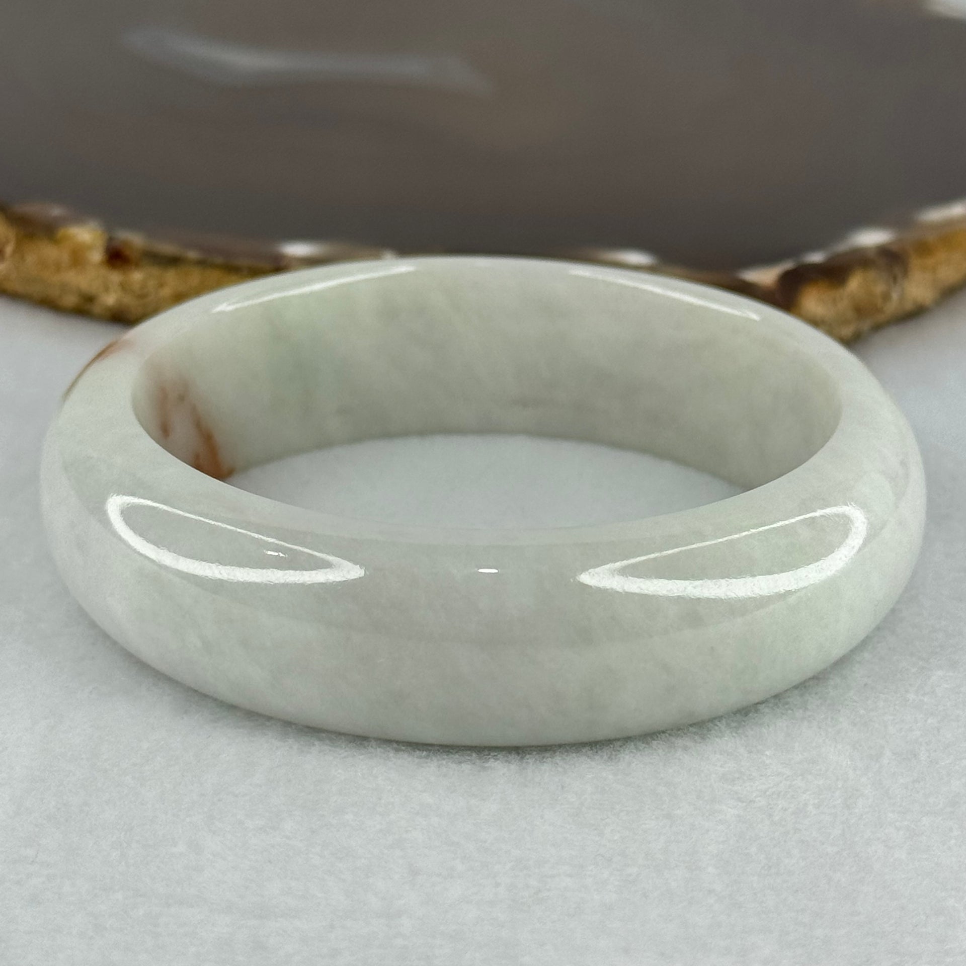 Type A Faint Green Lavender with Red Patch Jadeite Bangle Internal Diameter 56.9mm 79.34g 17.3 by 8.7mm (Very Slight Internal Lines) - Huangs Jadeite and Jewelry Pte Ltd