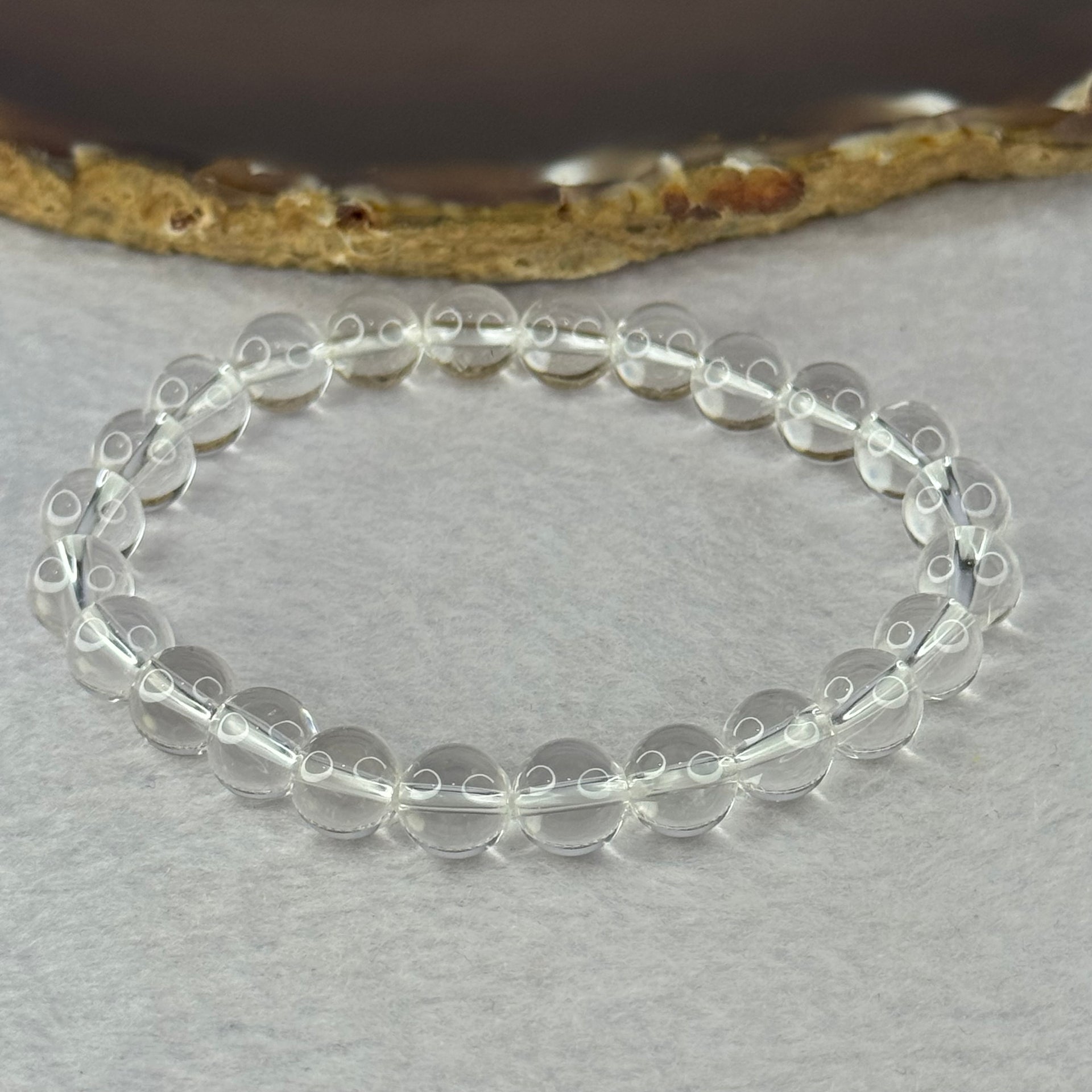 Natural Clear Quartz Bracelet 天然白水晶手链 18.79g 16.5cm 8.4mm 24 Beads - Huangs Jadeite and Jewelry Pte Ltd