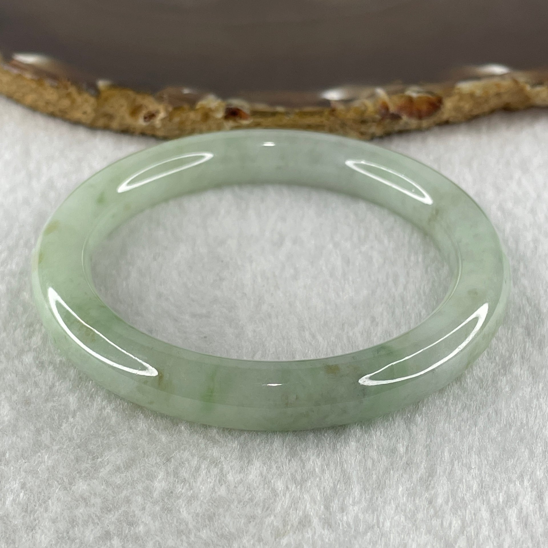 Type A Natural Light Green Jadeite Bangle 45.91g Inner Diameter 55.8mm 9.4 by 9.2mm (Very Very Slight Internal Lines) - Huangs Jadeite and Jewelry Pte Ltd
