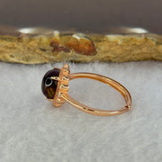 Good Grade Natural Auralite 23 in S925 Silver Rose Gold Color Ring (Adjustable Ring) 2.05g 8.1 by 4.8mm - Huangs Jadeite and Jewelry Pte Ltd