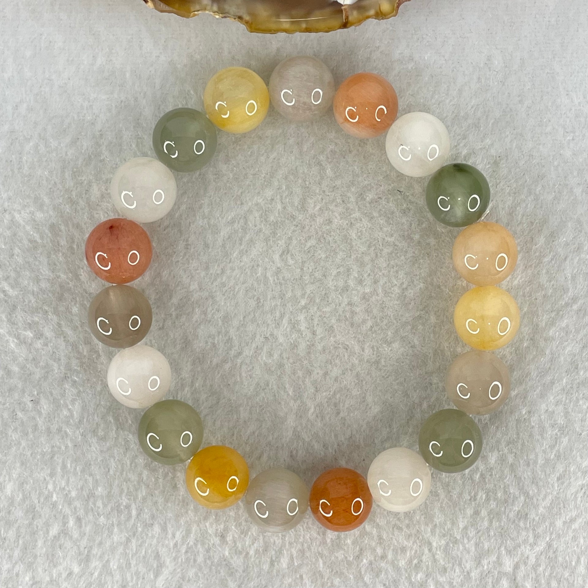 Above Average Grade Natural Muti Colour Rabbit Hair Rutilated Quartz Beads Bracelet 31.30g 17cm 10.8mm 19 Beads - Huangs Jadeite and Jewelry Pte Ltd