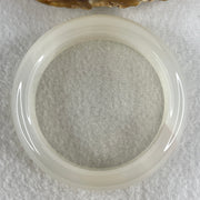 Natural White Agate Bangle | (64.79g | 54.8mm ID | 17.5 x 9.4mm | Close to Perfect | Auric Purification & Sovereign Serenity Anchor, Feng Shui Peace & Executive Wide Statement Bangle) - Huangs Jadeite and Jewelry Pte Ltd