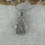 Type A Icy Green Omphasite Jadeite 9.9 by 8.5 by 2.5mm Wu Shi Pai Pendant in S925 Sliver Necklace 4.56g - Huangs Jadeite and Jewelry Pte Ltd