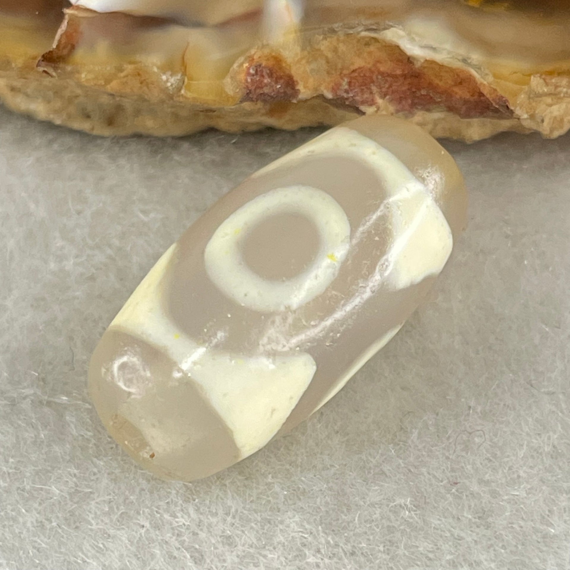Natural Powerful Tibetan Old Oily Agate 3 Eyes Dzi Bead Heavenly Master (Tian Zhu) 三眼天诛 3.04g 20.0 by 10.2mm - Huangs Jadeite and Jewelry Pte Ltd