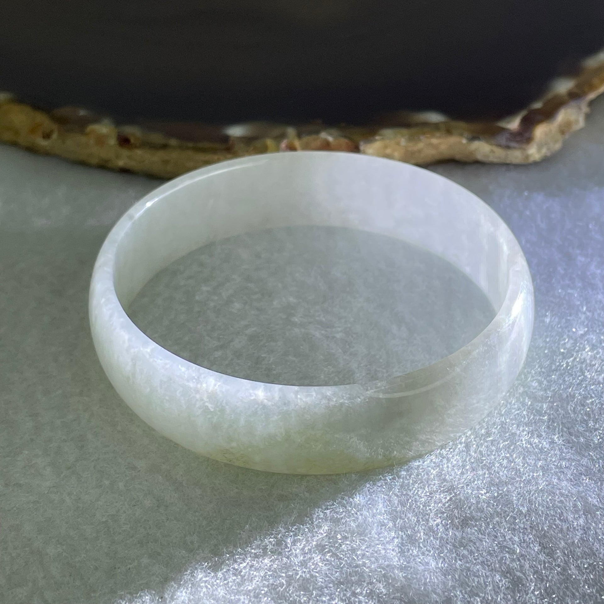 Type A Light Lavender Green Jadeite Bangle Internal Diameter 53.8mm 25.64g 13.6 by 4.1mm (Close to Perfect) - Huangs Jadeite and Jewelry Pte Ltd