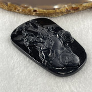 Type A Opaque to Partial Translucent Black Omphacite Jadeite Milo Laughing Buddha Pendant 22.86g 64.6 by 40.5 by 8.7mm - Huangs Jadeite and Jewelry Pte Ltd