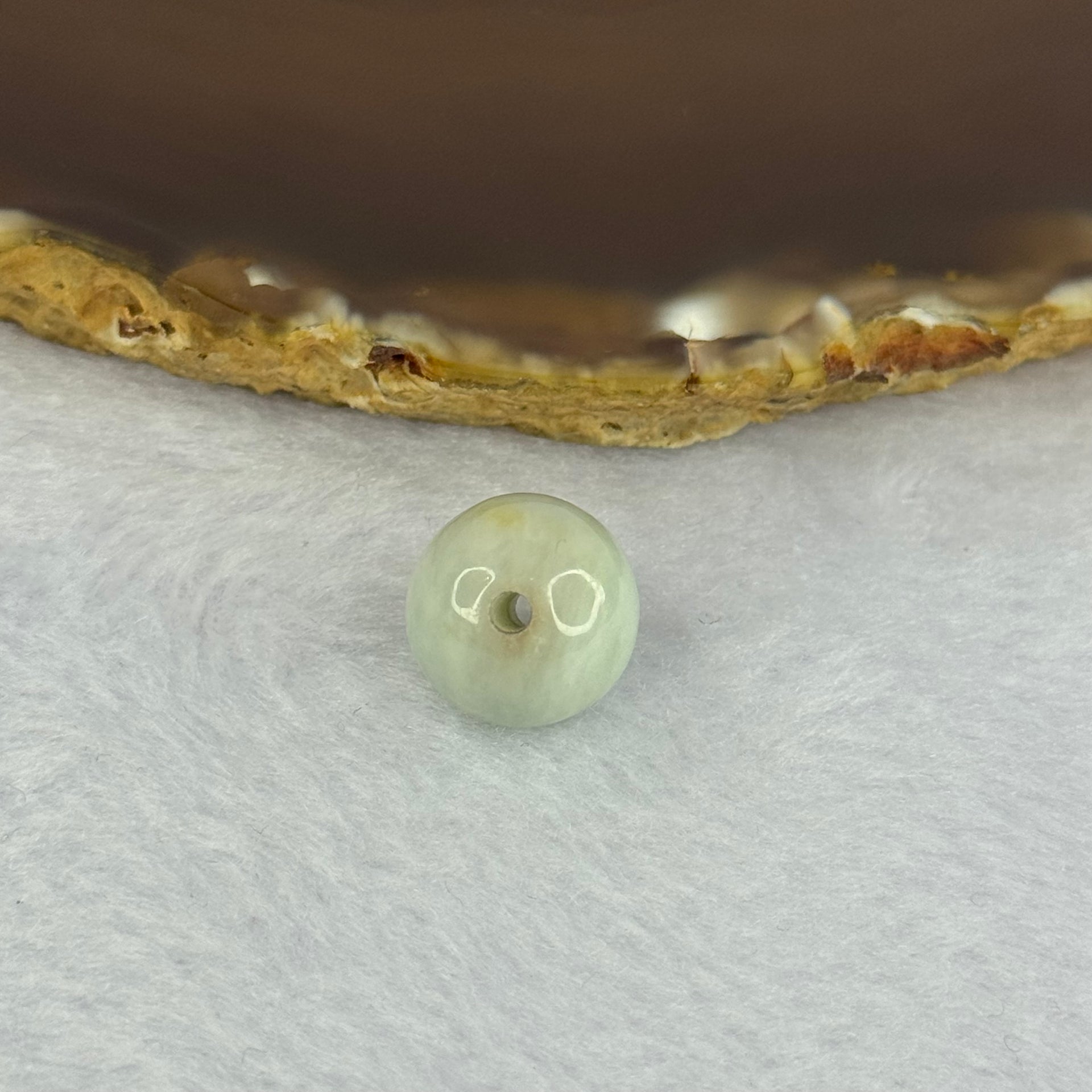 Type A Sky Blue with Yellow Jadeite Bead for Bracelet/Necklace/Earrings/Ring 4.15g 13.6mm - Huangs Jadeite and Jewelry Pte Ltd