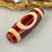 Natural Powerful Tibetan Old Oily Red White Agate One Eye Water Element Dzi Bead Heavenly Master (Tian Zhu) 一眼水元素天珠 10.77g 37.6 by 13.5mm - Huangs Jadeite and Jewelry Pte Ltd