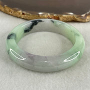 Type A Green Lavender with Dark Green Piao Hua Jadeite Bangle 58.88g Internal Diameter 52.7mm 12.9 by 8.7mm (Internal Lines with External Rough, Burnt) - Huangs Jadeite and Jewelry Pte Ltd