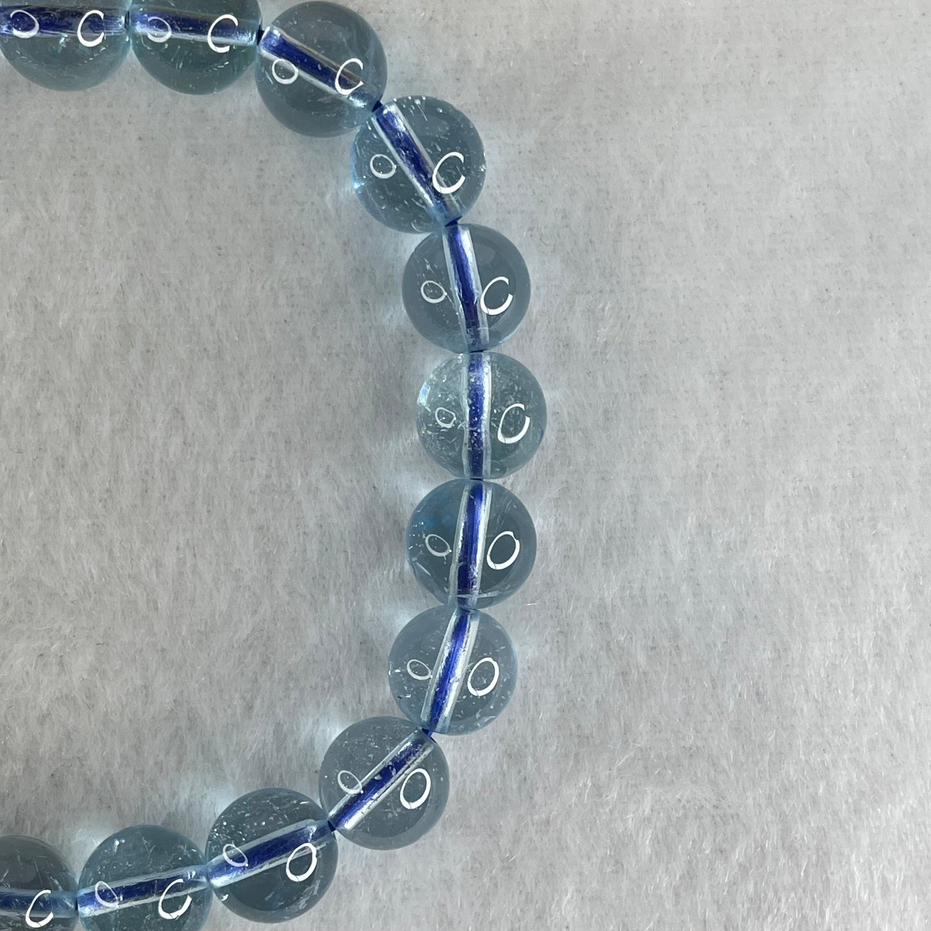 Good Grade Natural Blue Topaz Beads Bracelet 29.22g 15.5cm 9.3mm 21 Beads - Huangs Jadeite and Jewelry Pte Ltd