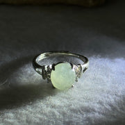 Type A Light Green Jadeite with Crystals in S925 Sliver Ring (Adjustable Size) 2.02g 9.7 by 8.2 by 3.5mm - Huangs Jadeite and Jewelry Pte Ltd