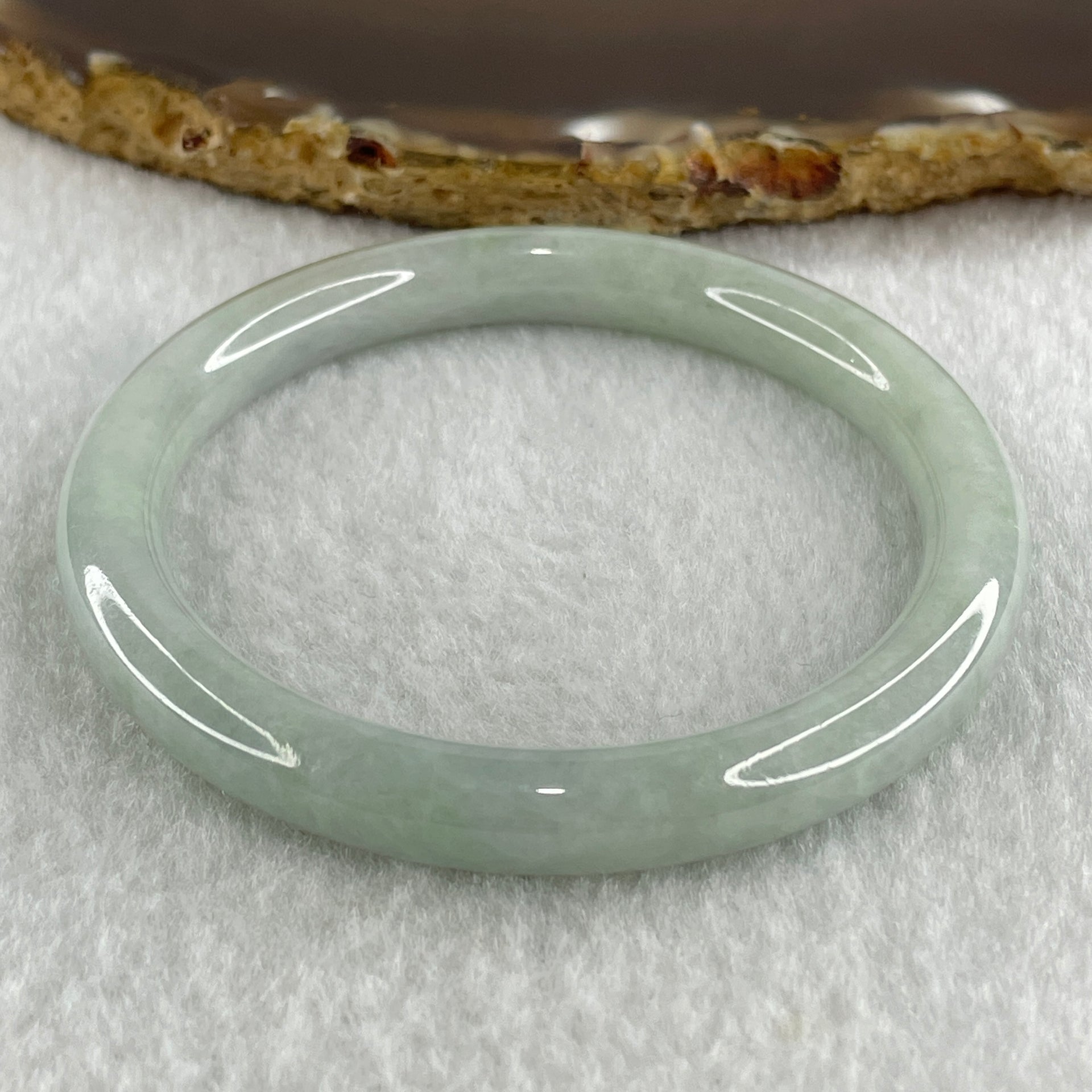 Type A Natural Light Green Light Lavender Jadeite Bangle 27.41g Inner Diameter 52.2mm 7.8 by 7.2mm (Close to Perfect) - Huangs Jadeite and Jewelry Pte Ltd