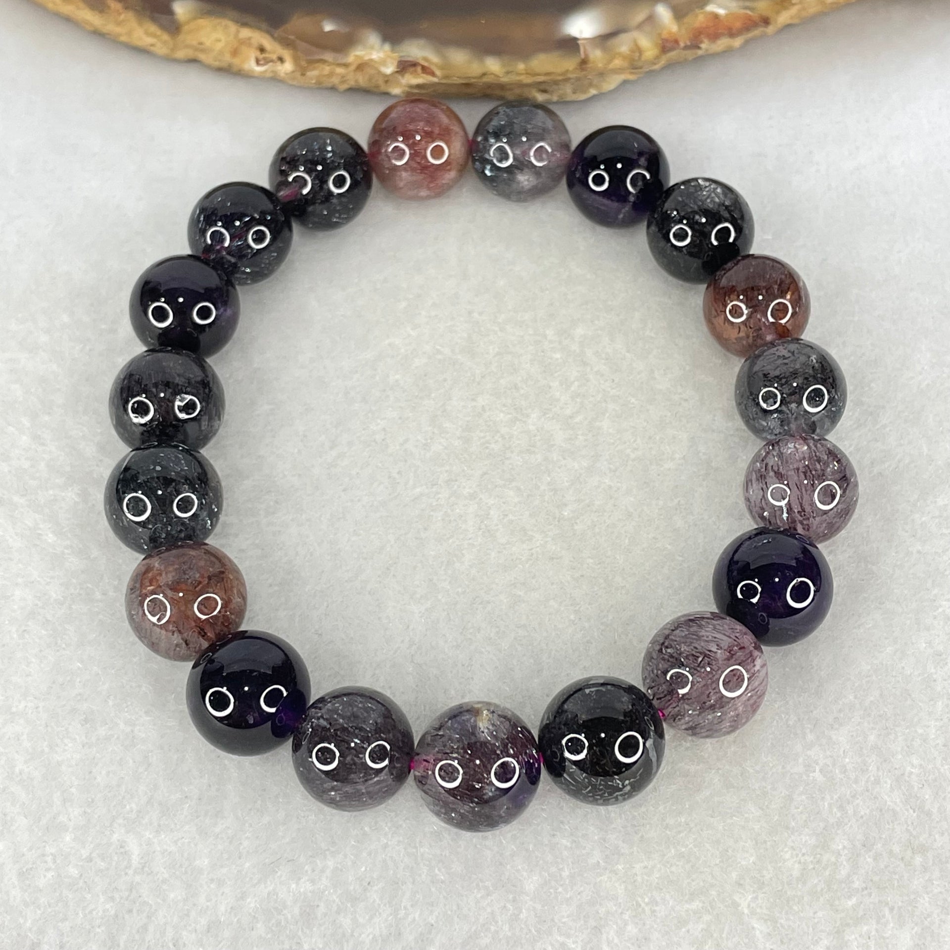 Good Grade Natural Blackcurrant Super 7 Beads Bracelet 32.62g 17cm 10.8mm 19 Beads - Huangs Jadeite and Jewelry Pte Ltd