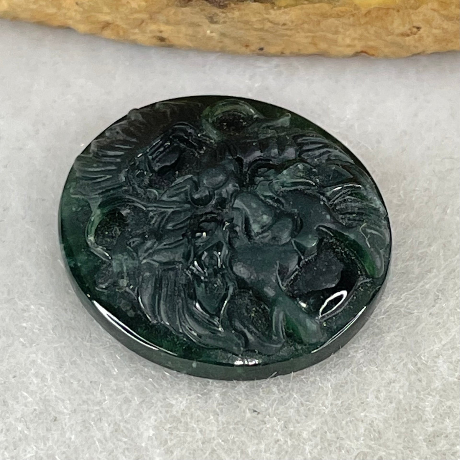 Rare Good Grade Type A Fully Translucent Black Jadeite Dragon Head Stone For Setting 3.65g 20.3 by 18.5 by 6.4mm - Huangs Jadeite and Jewelry Pte Ltd