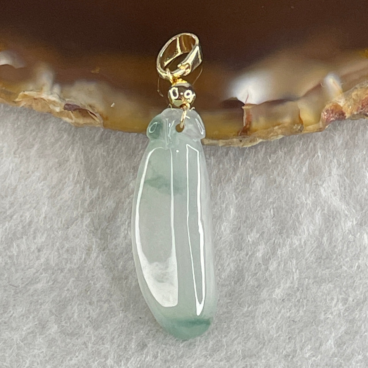 Type A Semi Icy Faint Lavender with Green Patches Jadeite Ruyi Pendant 1.49g 24.2 by 8.5 by 3.5mm - Huangs Jadeite and Jewelry Pte Ltd