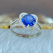 Blue Cubic Zirconia in S925 Sliver Ring (Adjustable Size) 2.26g 7.8 by 3.8mm - Huangs Jadeite and Jewelry Pte Ltd